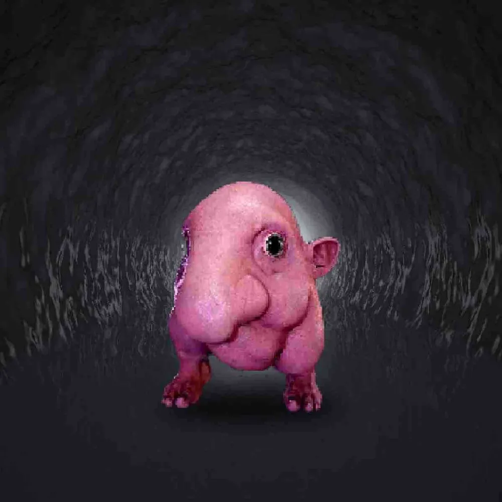 The creature standing in the cave tunnel