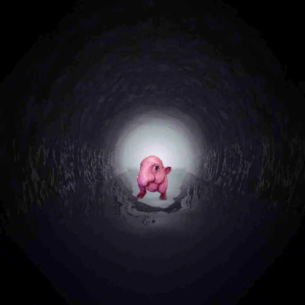 The creature half-lit in the dark