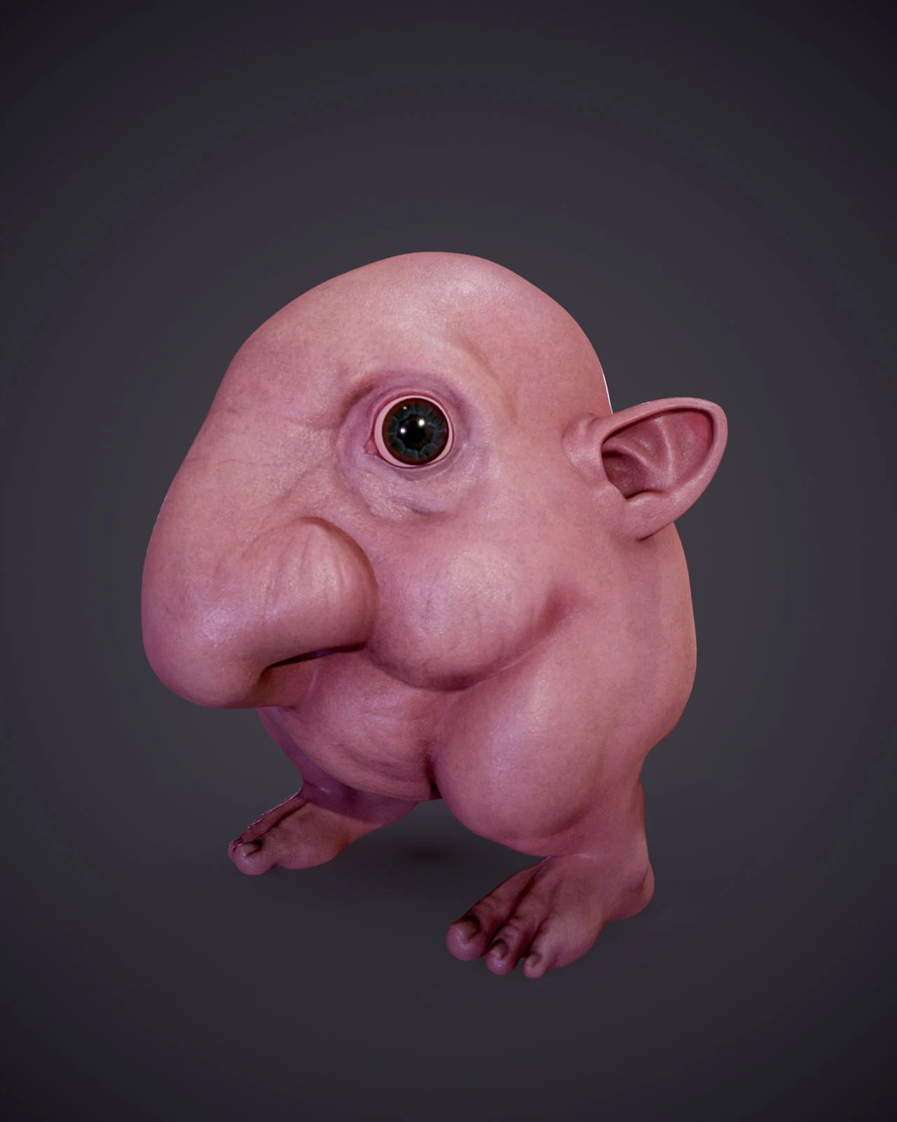 The best-known 3D render of the Schnoz: pink, one eye, two legs